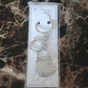 Sparkling Silver Purse Keychain